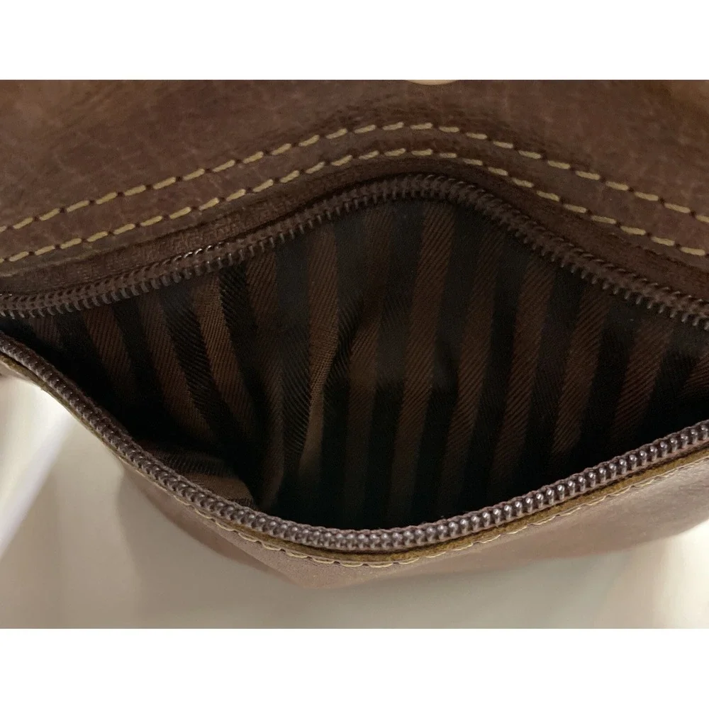 JACK‎ GEORGES Brown Distressed Leather Saddlebag Crossbody Handbag Boho Purse
